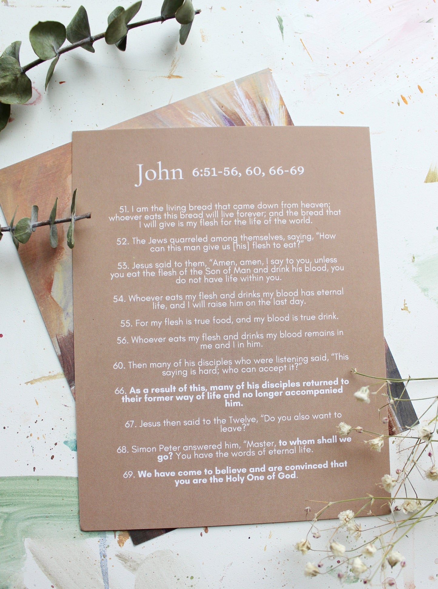 Catholic scripture Prayer Cards, Bible verse, Christian Abstract, Jesus Eucharist Painting | Lakin Rose Art