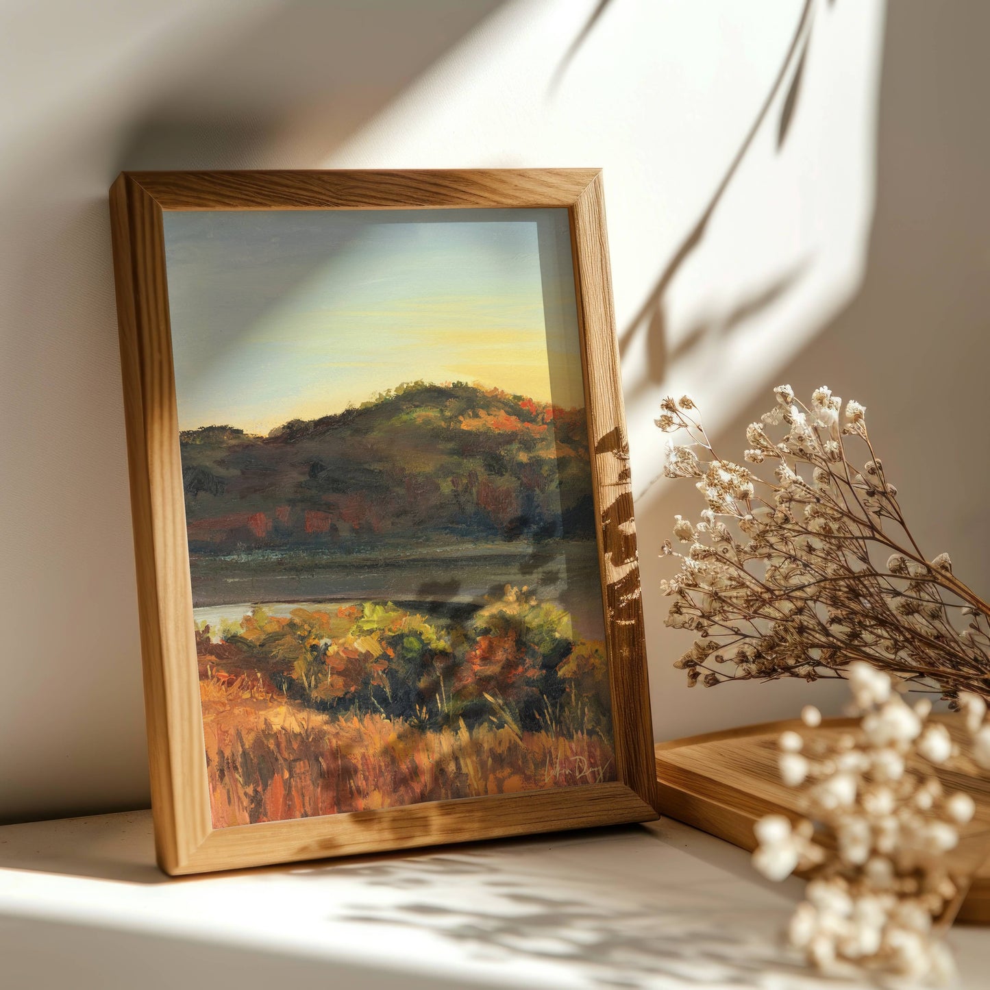 Field Sunset Oil Painting | Autumn Art Print | Warm Fall Landscape Artwork | Vintage Wall Art | Midcentury Modern Home Decor | Vibrant Nature Wall Art | Serene Rolling Hills Poster | Kansas Wall Print | Flint Hills Art | Lakin Rose Art | Lakin Denny