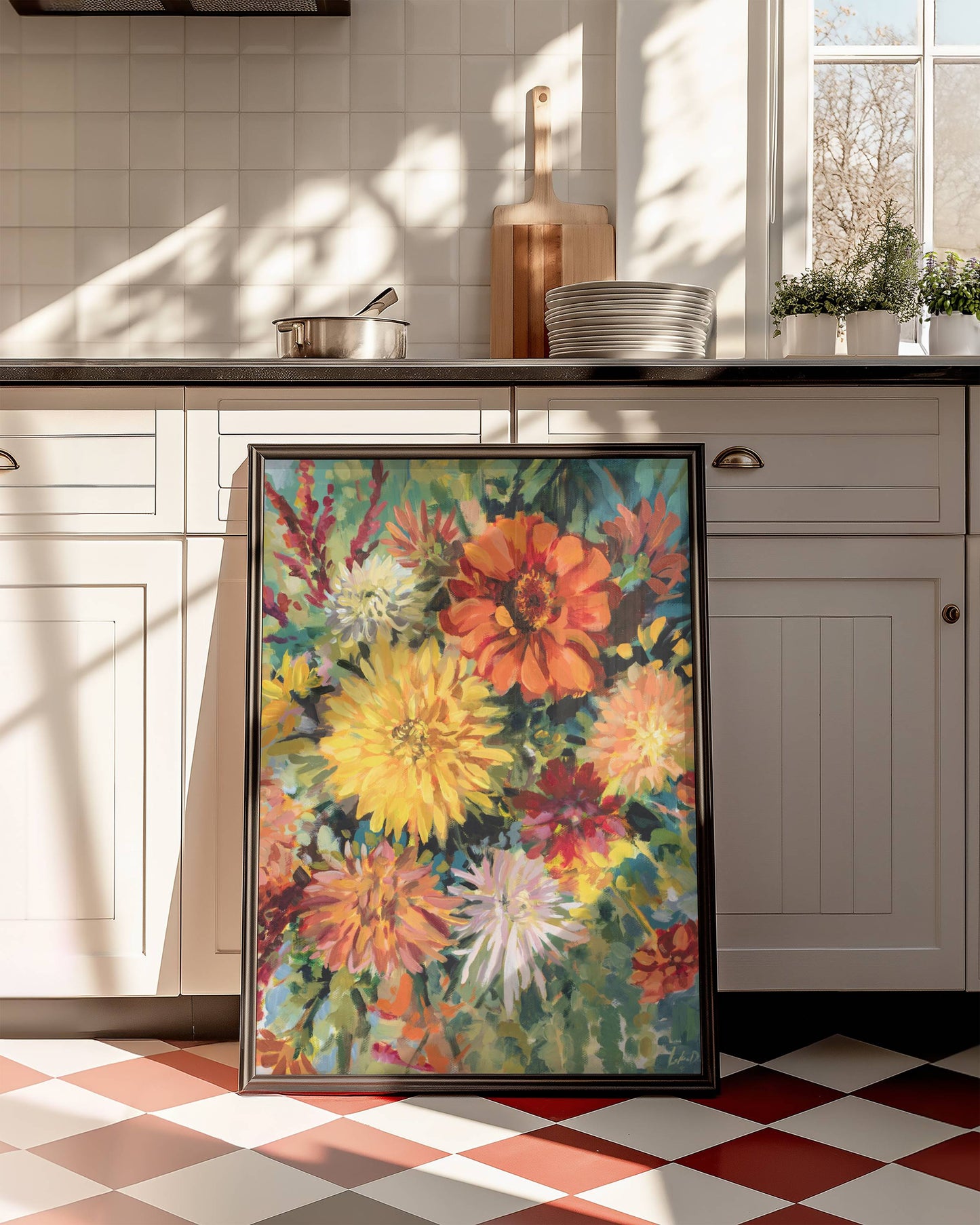 Zinnias & Dahlias Print