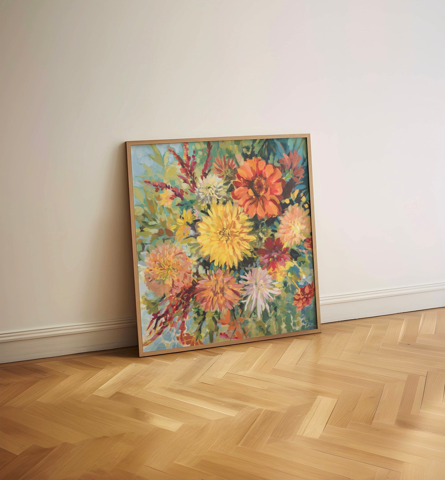 Zinnias & Dahlias Print