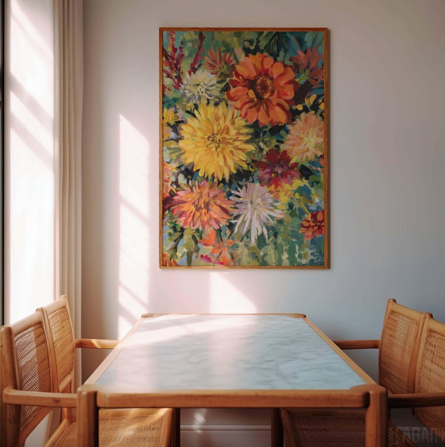 Zinnias & Dahlias Print
