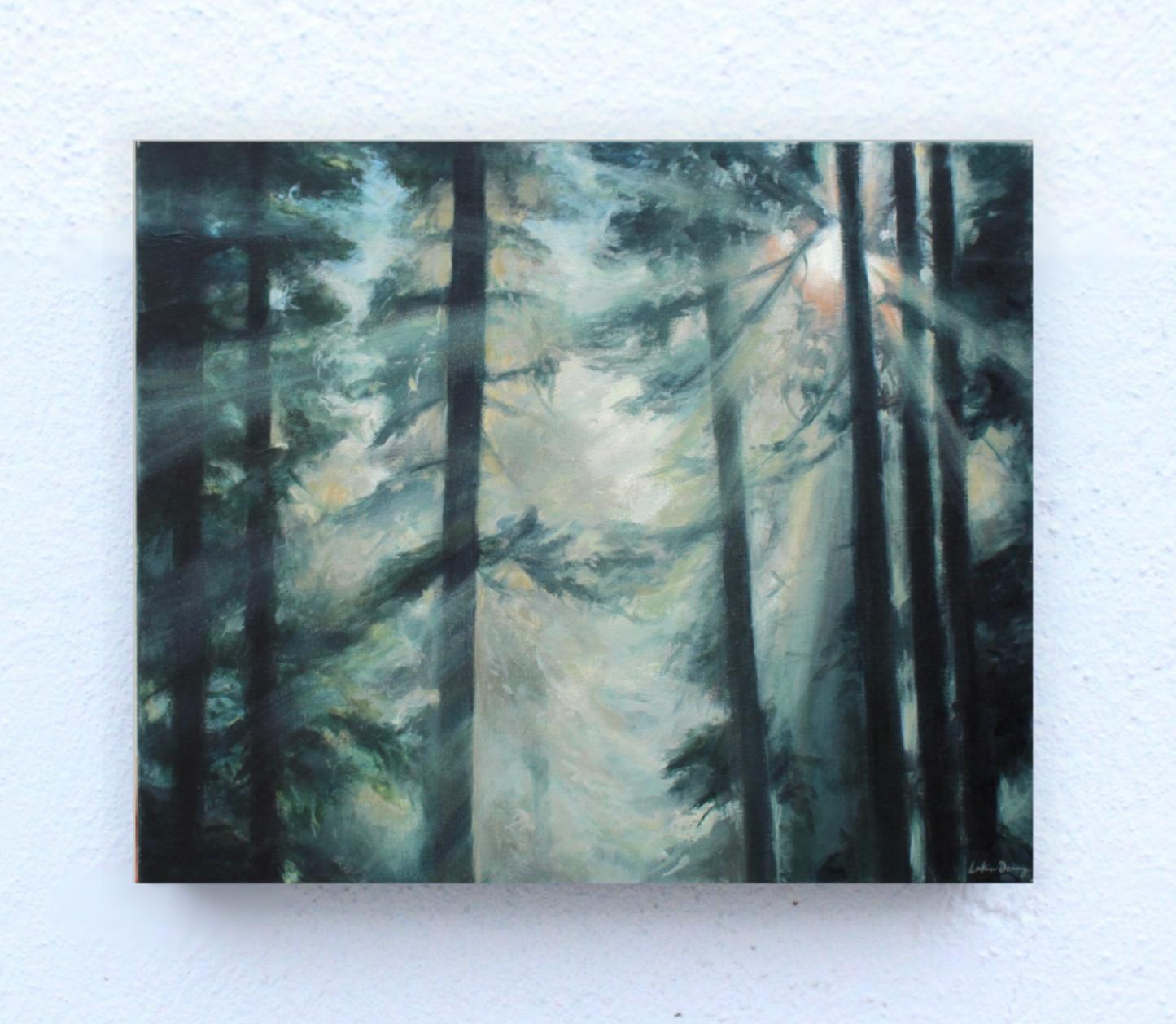 Woods Forest-Nature Wall Art Painting- Sunlight-Original Artwork | Lakin Rose Art