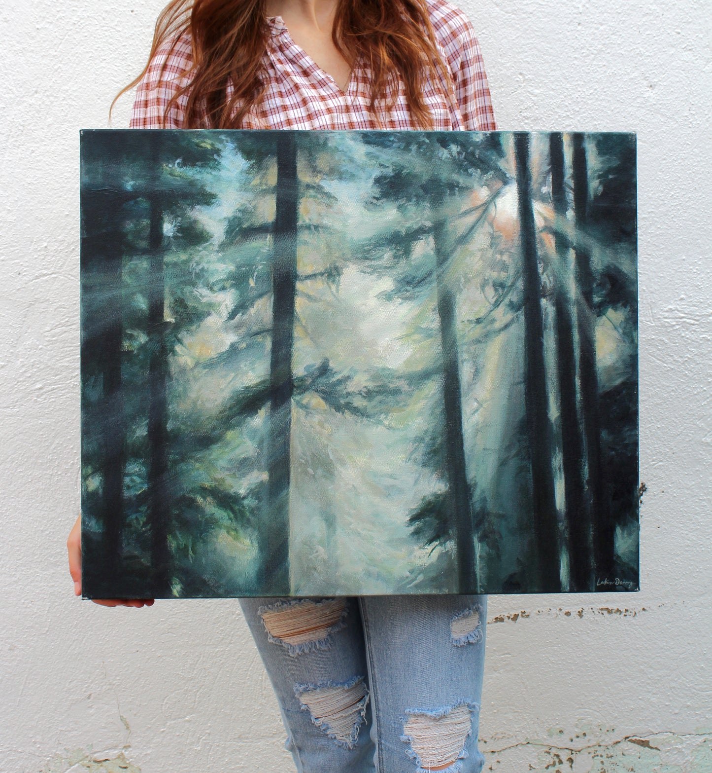 Woods Forest-Nature Wall Art Painting- Sunlight-Original Artwork | Lakin Rose Art