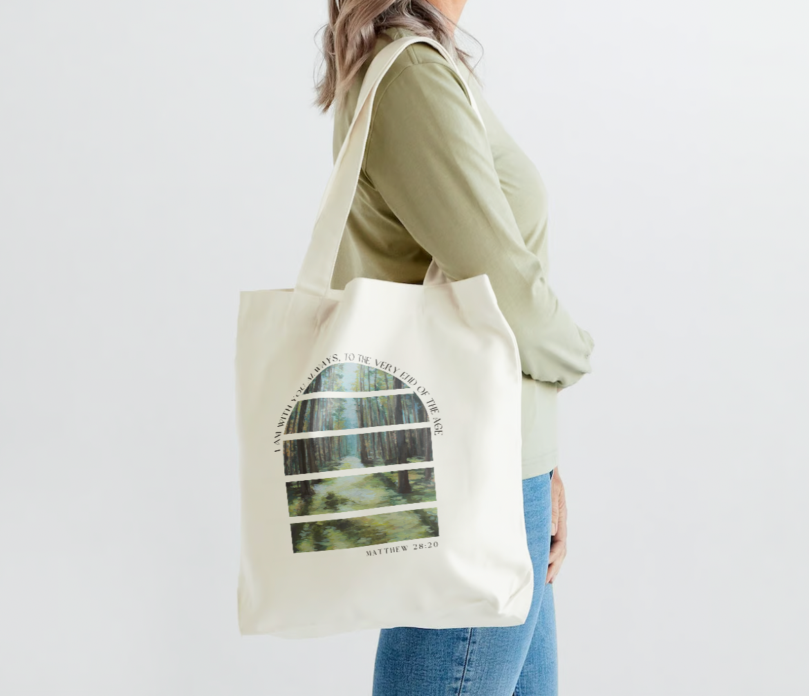 Women, daily graphic design, woods, forest Unique Painted Designs, Cotton canvas bag, Lakin Rose Art