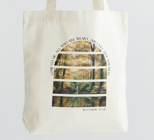 Bible_Tote_scripture_christian_catholic_woods forest_Bags_for_Women_daily_graphic_design_Unique_Painted_Designs_Cotton_canvas_bag_Lakin_Rose_Art