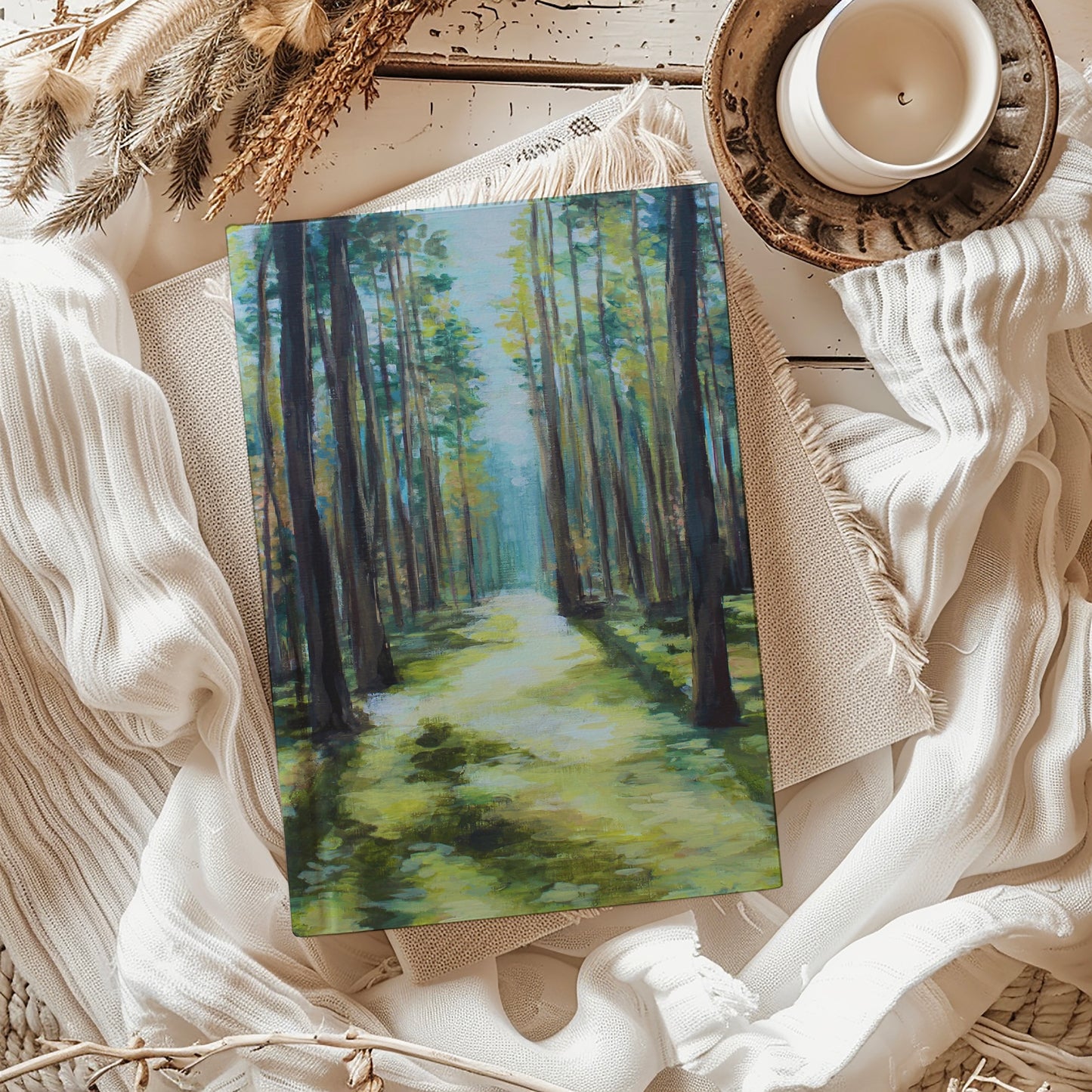 Painted woods forest hardcover to do list Notebook for Women | Prayer Journal | Lakin Denny Rose Art