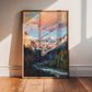Cloud Sunset Painting | Colorado Mountains Art Print | Beautiful Sunrise Stream Landscape Artwork | Vintage Midcentury Home Decor | Vibrant Nature Wall Art | Serene River Mountain Poster | Light Meaningful Christian Art | Lakin Rose Art | Lakin Denny
