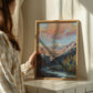 Cloud Sunset Painting | Colorado Mountains Art Print | Beautiful Sunrise Stream Landscape Artwork | Vintage Midcentury Home Decor | Vibrant Nature Wall Art | Serene River Mountain Poster | Light Meaningful Christian Art | Lakin Rose Art | Lakin Denny