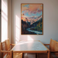 Cloud Sunset Painting | Colorado Mountains Art Print | Beautiful Sunrise Stream Landscape Artwork | Vintage Midcentury Home Decor | Vibrant Nature Wall Art | Serene River Mountain Poster | Light Meaningful Christian Art | Lakin Rose Art | Lakin Denny