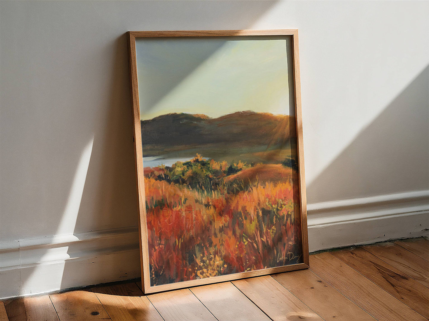Field Sunset Painting | Autumn Art Print | Kansas Art | Warm Fall Landscape Artwork | Vintage Wall Art | Midcentury Modern Home Decor | Vibrant Nature Wall Art | Serene Rolling Hills Poster | Kansas Wall Print | Lakin Rose Art | Lakin Denny