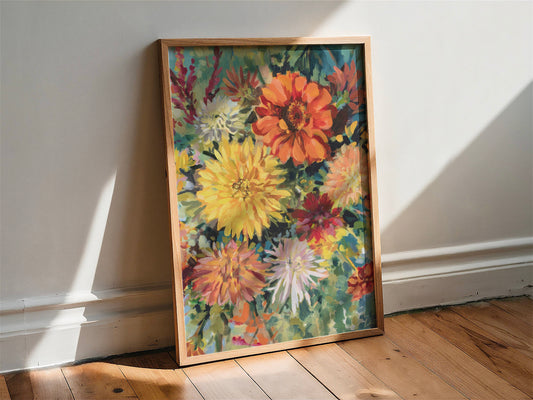 Zinnias & Dahlias Print