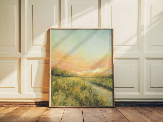 Florida Ocean Artwork | Vibrant Nature Art | Glowing Sunrise Poster | Colorful Sunset Painting | Midcentury Ocean Wall Art | Meaningful Home Decor | Mid Century Modern Wall Art | Siesta Key Artwork
